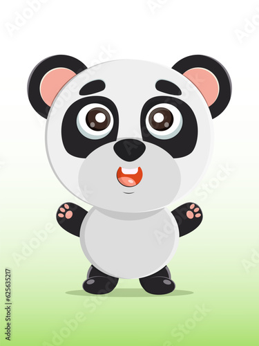 Vector illustration of a cute cartoon little panda. Nice  funny  joyful panda for kindergarten  babies  books  cartoons. Objects of education and development of children.