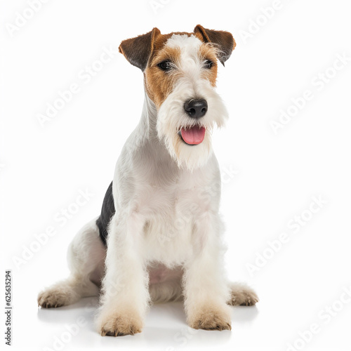 Fox Terrier dog close up portrait isolated on white background. Cute pet, loyal friend, good companion 