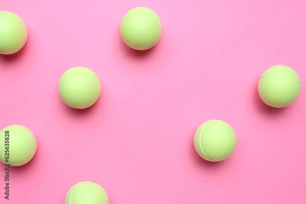 Background of tennis balls in pink-green palette. With Generative AI technology Background of tennis balls in pink-green palette. With Generative AI technology