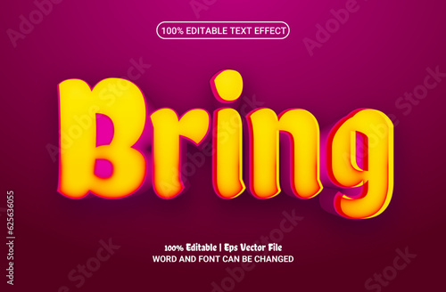 Bring 3d editable premium vector text effect