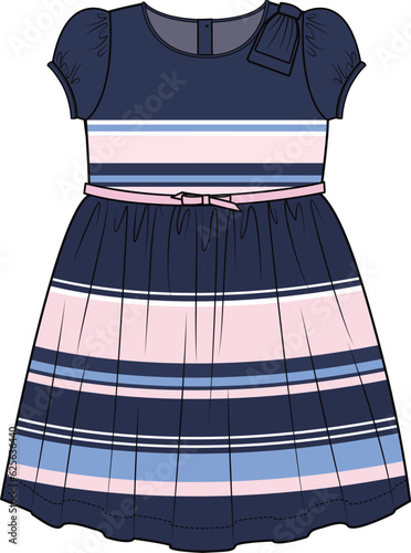 DRESS FOR KID GIRLS AND TEENS WEAR VECTOR ILLUSTRATION