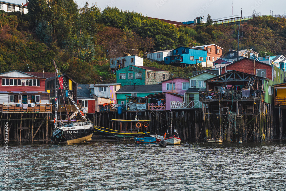 palafitos stilted houses in Castro on chiloe in Chile