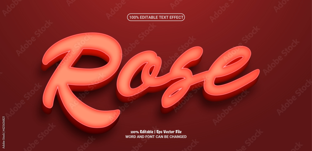 Rose 3d editable premium vector text effect