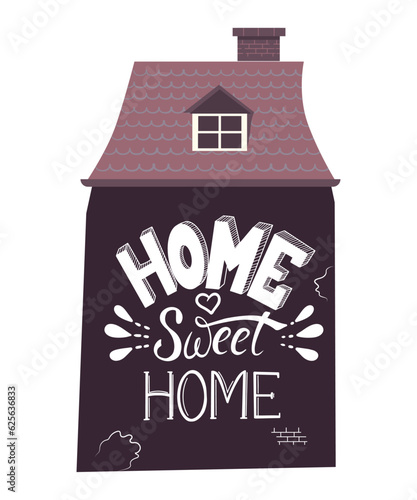 Home Sweet Home Vector lettering illustration with cute doodle houses. Good for motivational Poster