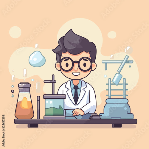 Vector of a scientist conducting an experiment in a laboratory