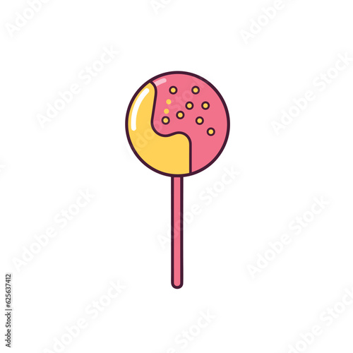 Vector of a colorful lollipop with sprinkles on a flat surface