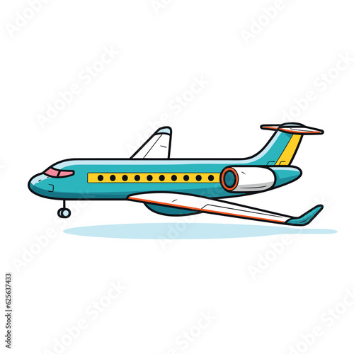 Vector of a small blue and yellow airplane on a white background