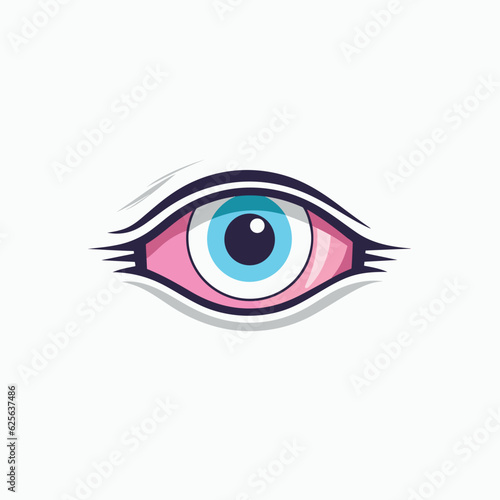Vector of a vibrant blue and pink eye with stunning long eyelashes