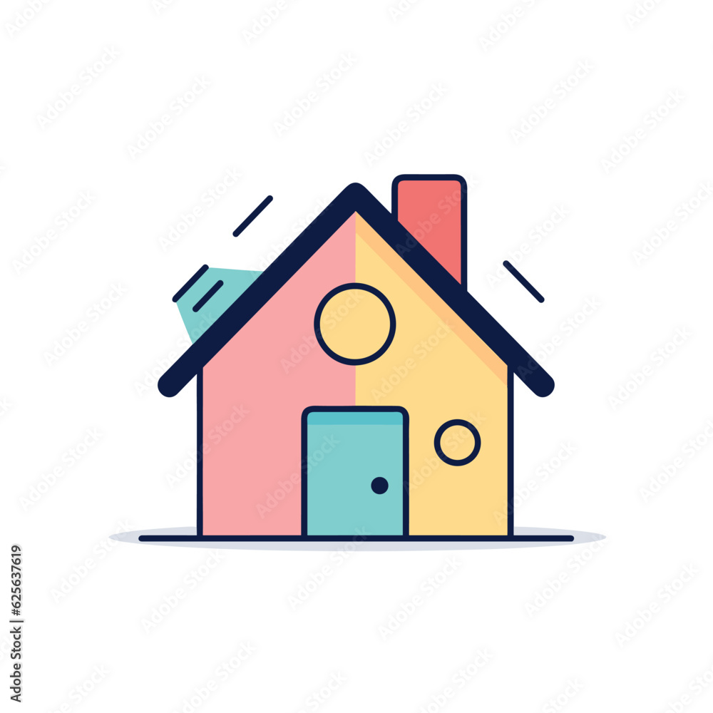 Vector of a flat house with a chimney and a door Vector of a flat house with a chimney and a door