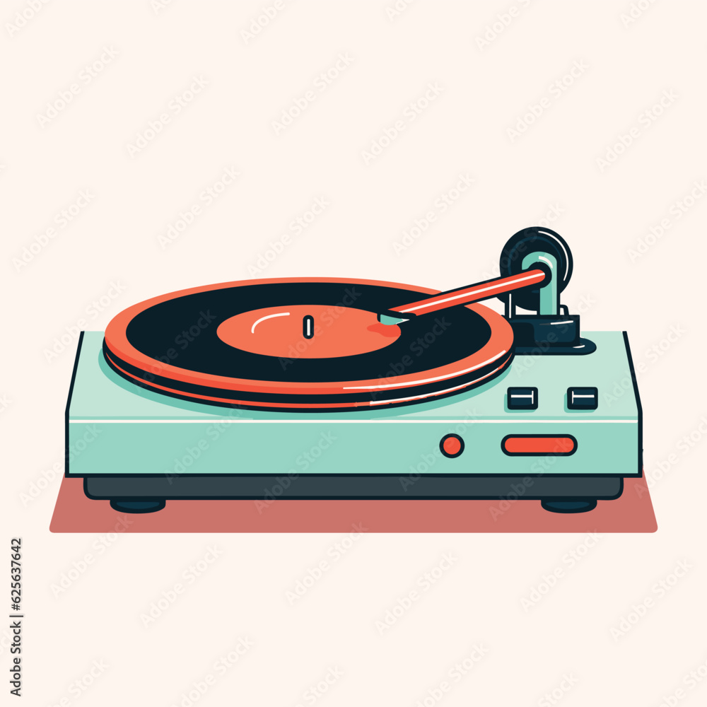 Fototapeta premium Vector of a vintage record player on a flat surface