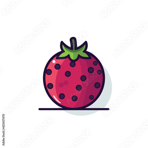 Vector of a ripe red tomato with black spots on a flat surface