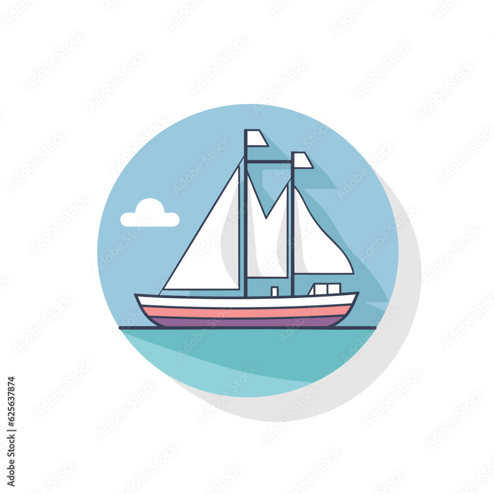 Vector of a serene sailboat gliding across calm waters