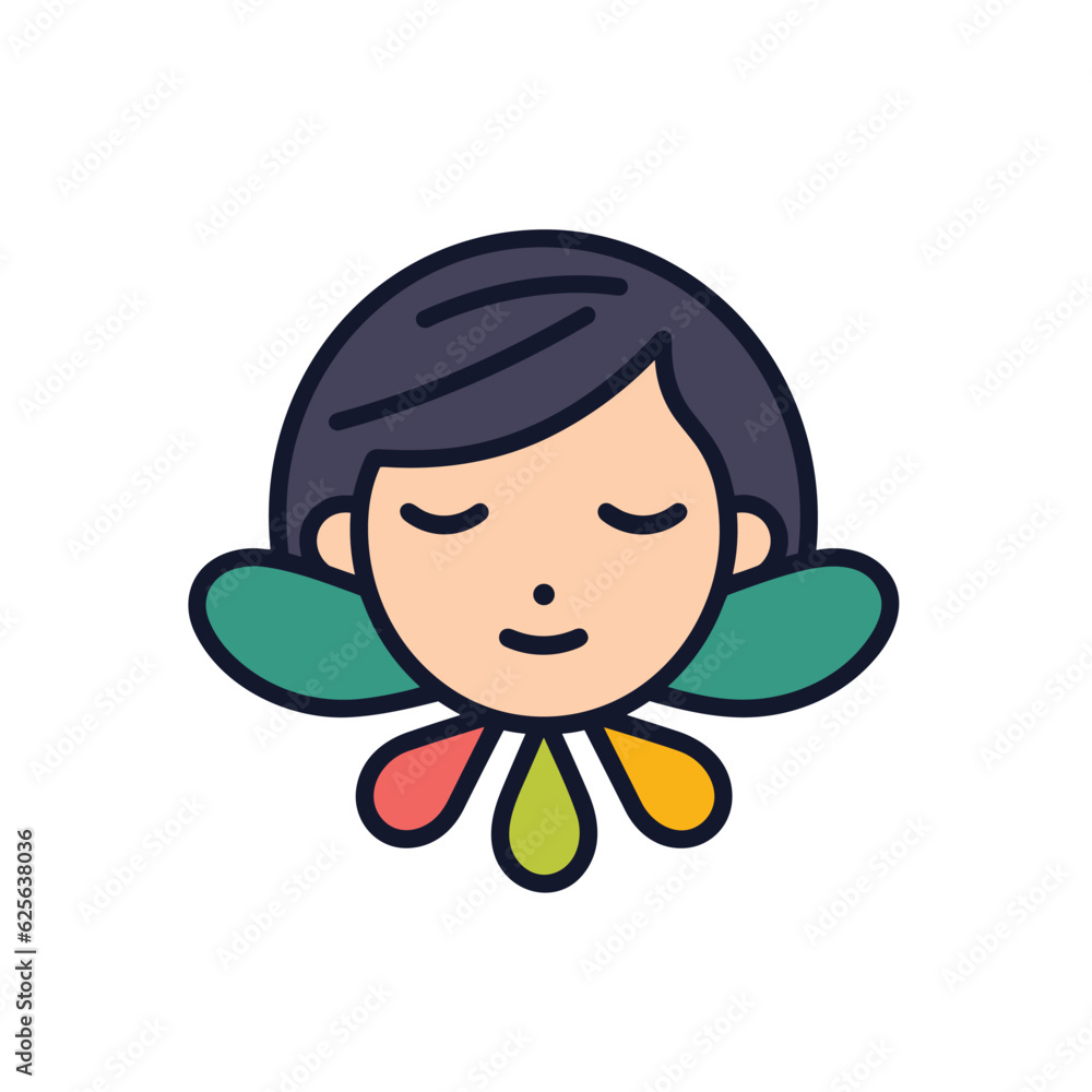 Vector of a woman with a flower in her hair against a plain background Vector of a woman with a flower in her hair against a plain background