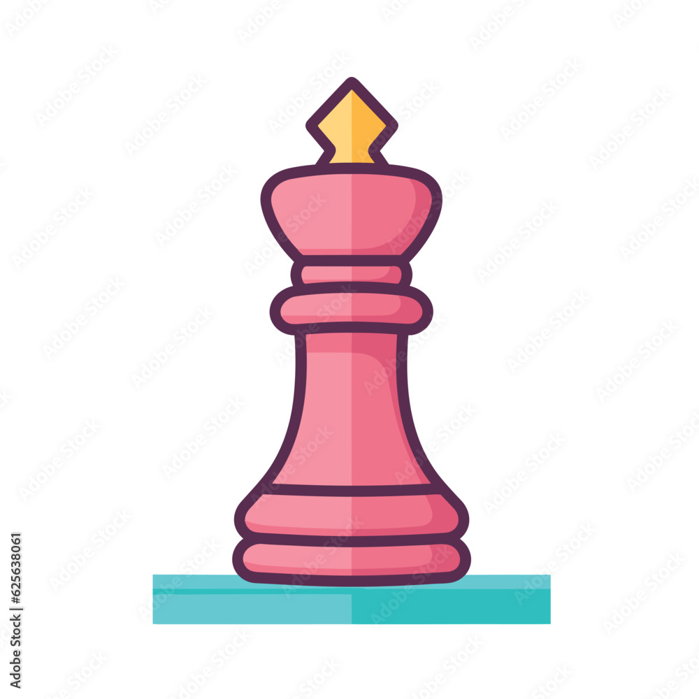 Vector of a pink chess piece on a flat table surface Vector of a pink chess piece on a flat table surface