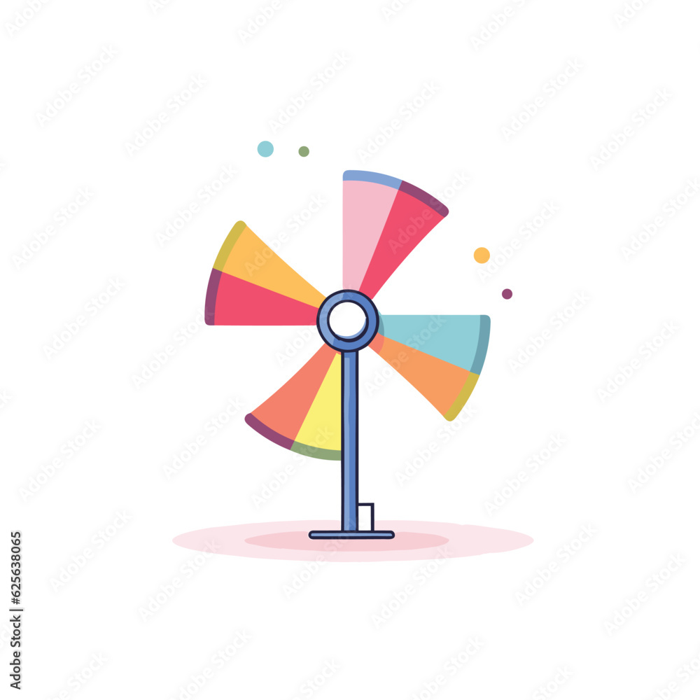 Vector of a vibrant and whimsical windmill against a clean white backdrop Vector of a vibrant and whimsical windmill against a clean white backdrop
