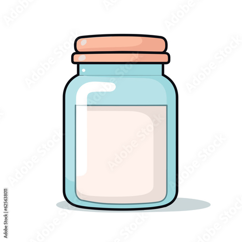 Vector of a glass jar with a wooden lid, isolated on a flat surface