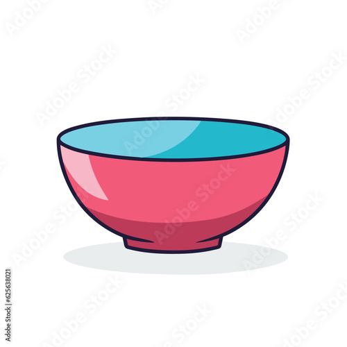 Vector of a colorful flatlay of a pink and blue bowl on a clean white background