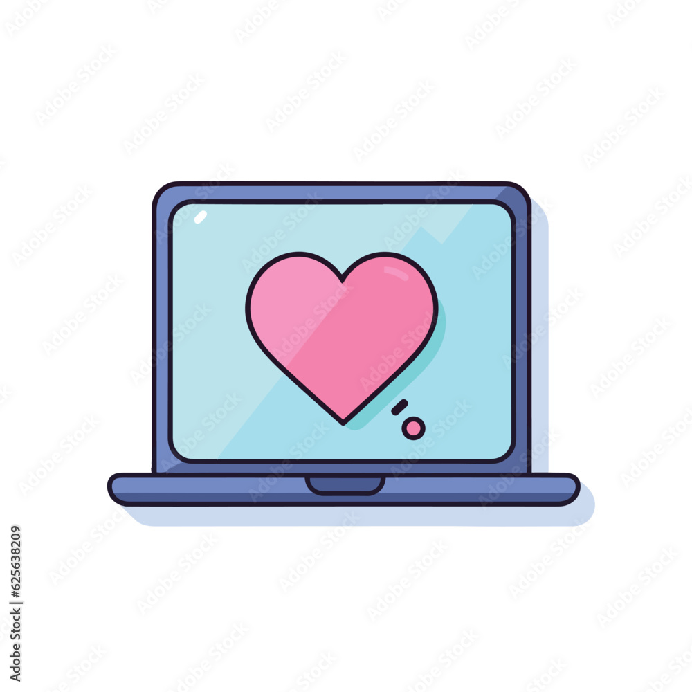 Vector of a laptop screen displaying a heart symbol Vector of a laptop screen displaying a heart symbol