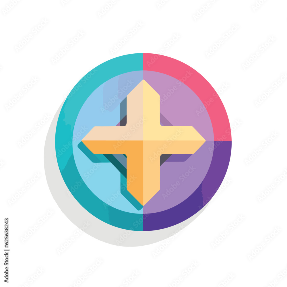 Fototapeta premium Vector of a flat cross with a long shadow on a circular background