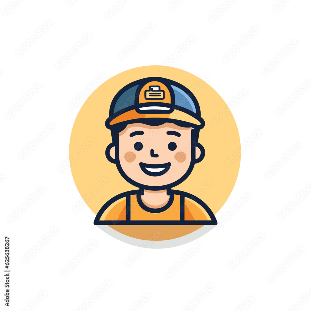 Vector of a smiling man wearing a hat in a flat