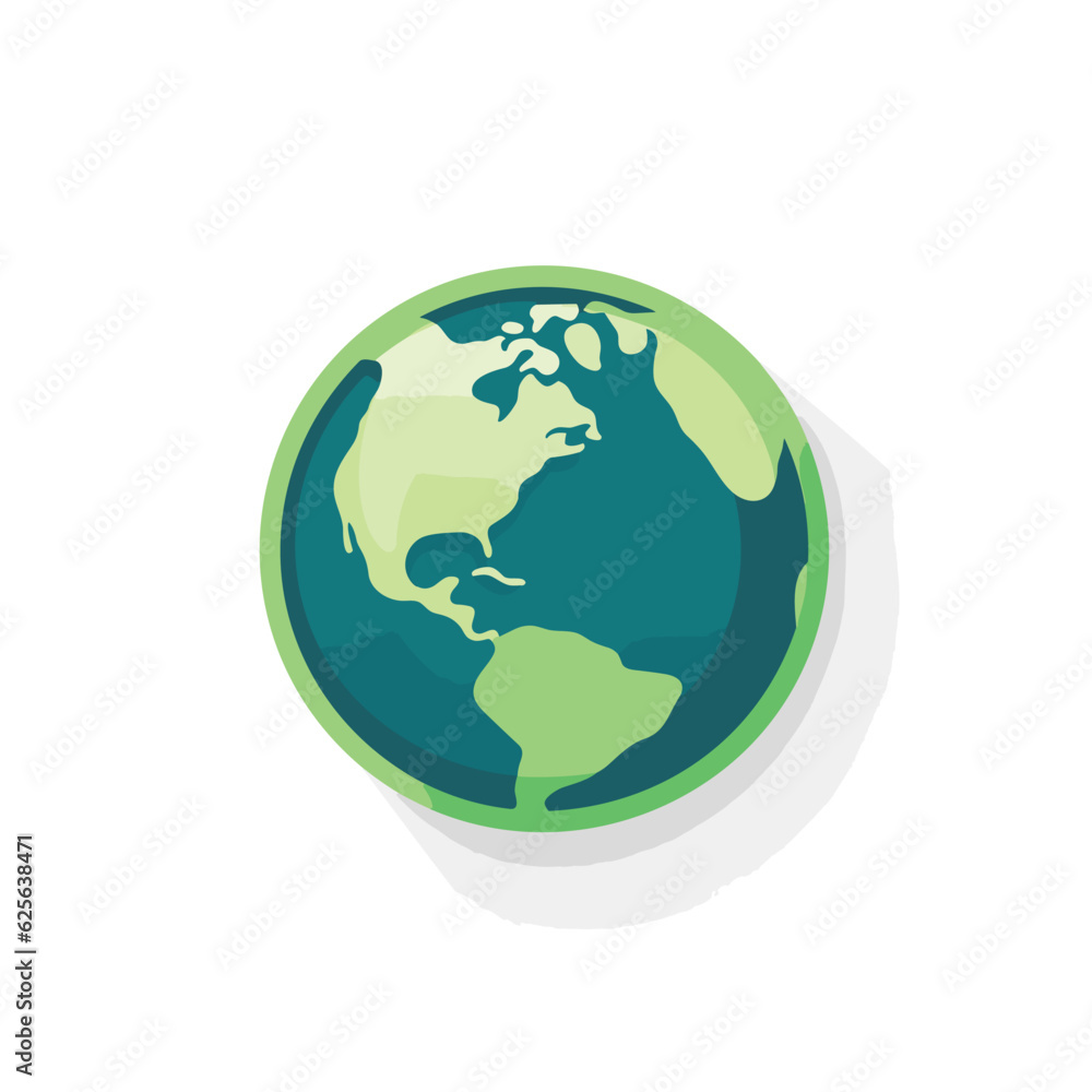 Vector of a flat, green globe against a white backdrop