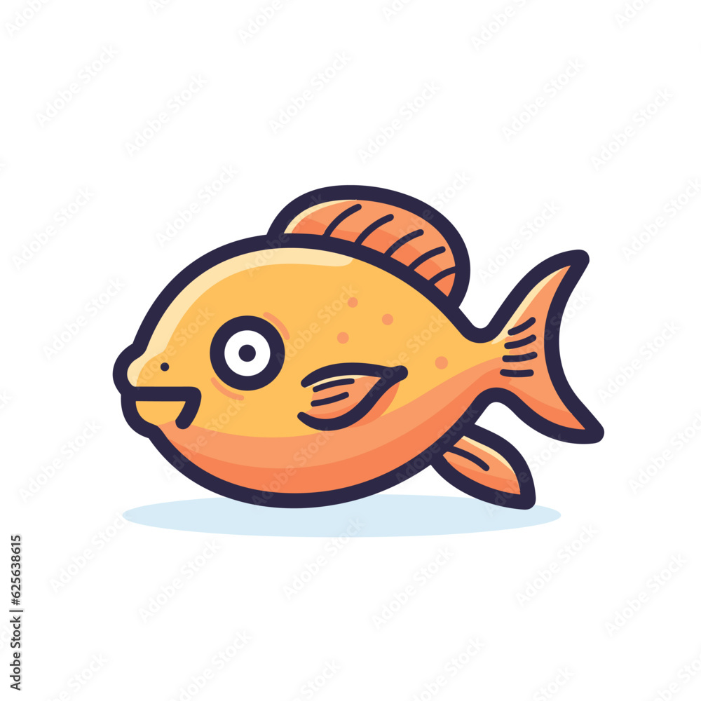 Vector of a happy yellow fish with a big smile on a flat surface Vector of a happy yellow fish with a big smile on a flat surface