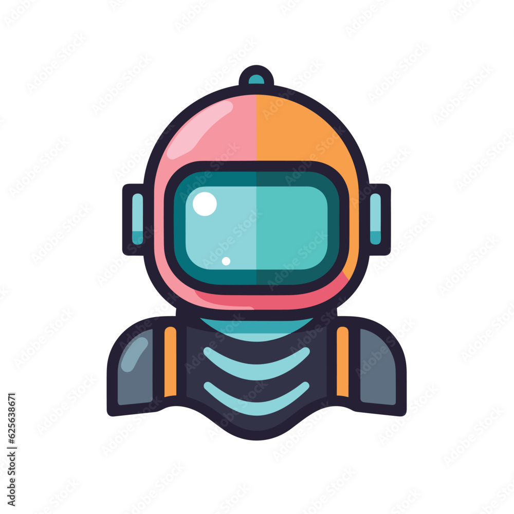 Vector of a man in a space suit with a helmet on in a flat environment - obrazy, fototapety, plakaty 