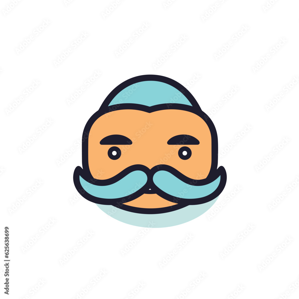 Obraz premium Vector of a bearded man with a mustache in a stylish flat