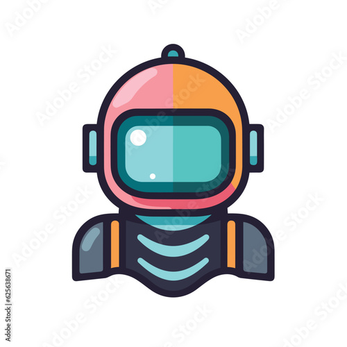 Vector of a man in a space suit with a helmet on in a flat environment