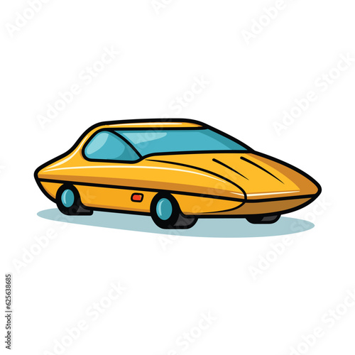 Vector of a bright yellow car parked on a clean white surface © Ilgun