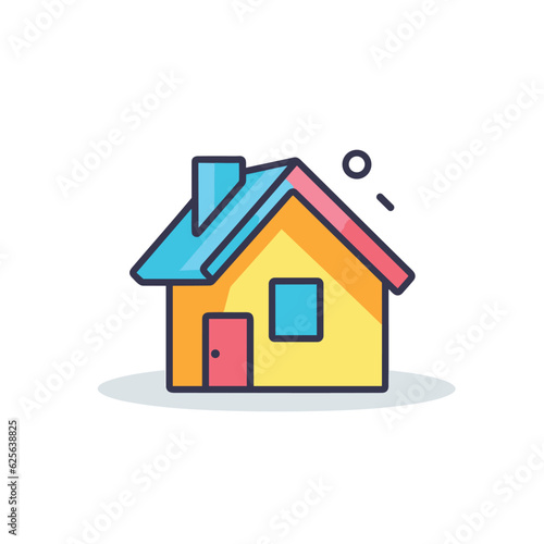 Wallpaper Mural Flat vector icon a charming house with a vibrant blue roof and a welcoming red door Torontodigital.ca