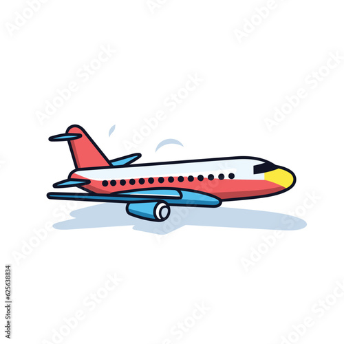 Flat vector icon a flat vector icon of a red, white, and blue jet airliner on a clean white background