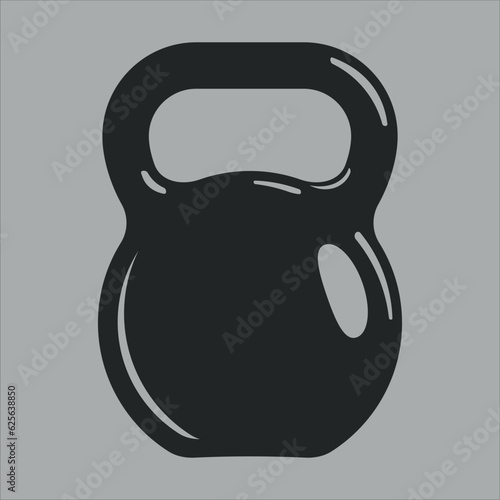 Kettlebell silhouette. Sport and fitness. Vector on a gray background