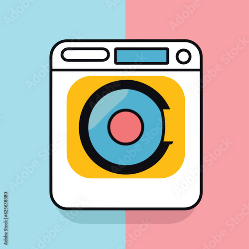 Flat vector icon a vibrant and modern washing machine on a colorful background