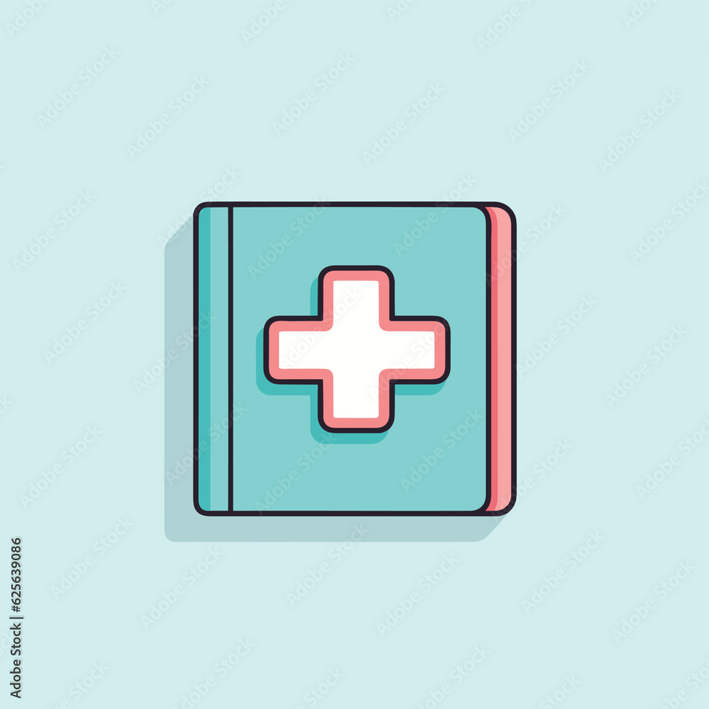 Flat vector icon a red cross icon on a book cover Flat vector icon a red cross icon on a book cover