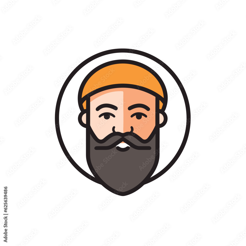 Flat vector icon a stylized flat vector icon of a man with a red and blue face