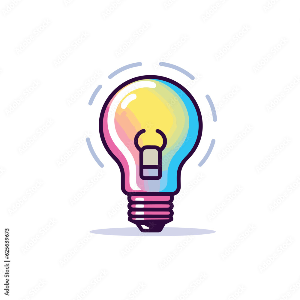 Vector flat icon of a vibrant and eye catching light bulb on a simple white backgroun Vector flat icon of a vibrant and eye catching light bulb on a simple white backgroun