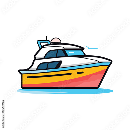 Vector flat icon of a serene boat floating on a calm body of water