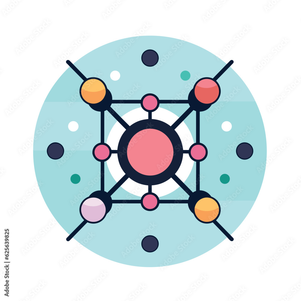 Vector flat icon of a vector flat icon with a circle and dots surrounding it Vector flat icon of a vector flat icon with a circle and dots surrounding it