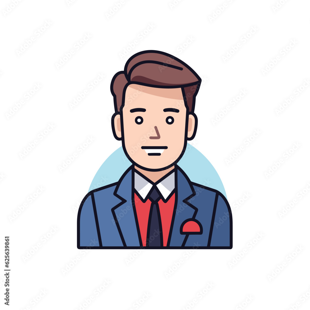 Vector flat icon of a serious looking man in a suit