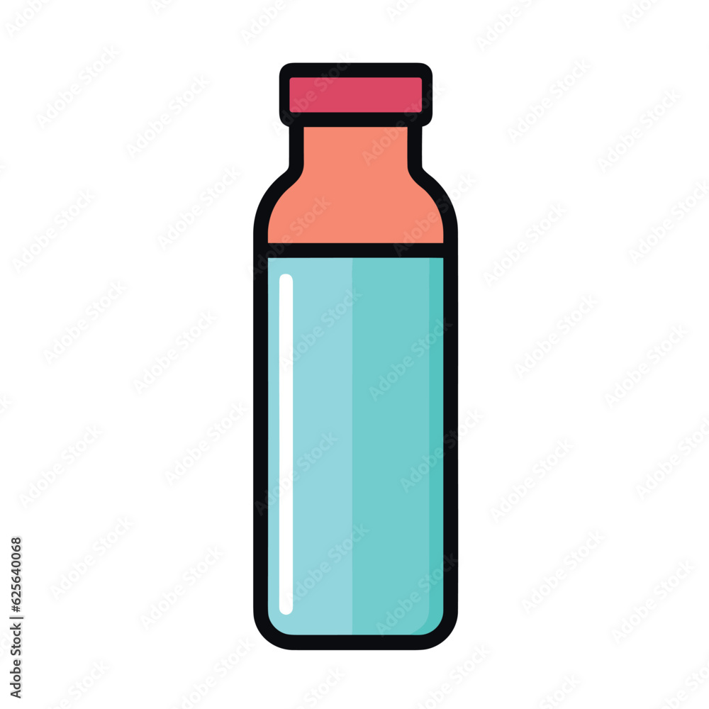 Vector flat icon of a vector flat icon of a bottle filled with liquid on a white background