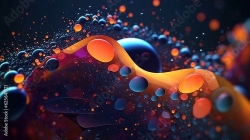 Dynamic abstract liquid flow particles background. Shining abstract particle flow background. Generative Ai
