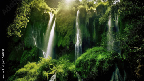 Soothing Waterfall Oasis: Embrace Nature's Serenity. Generative AI © AIproduction