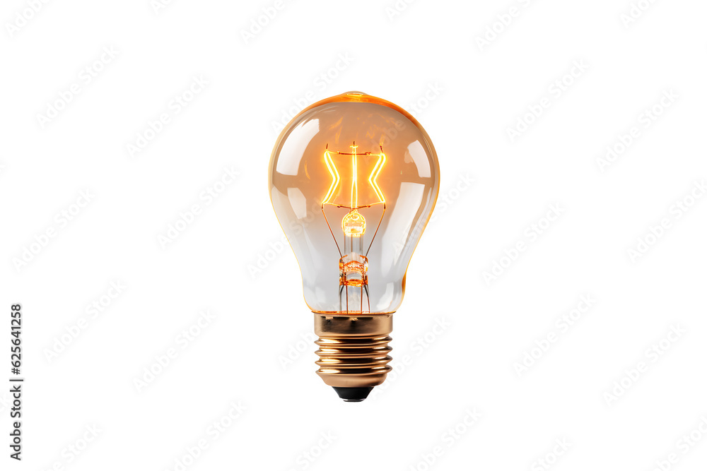Light bulb on a transparent background. png file. Generative AI