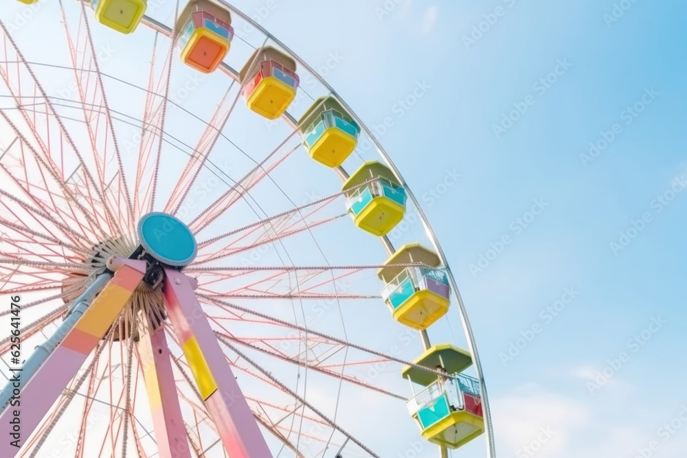 Fairytale Ferris Wheel Bathed in Pastel Colors. Generative AI