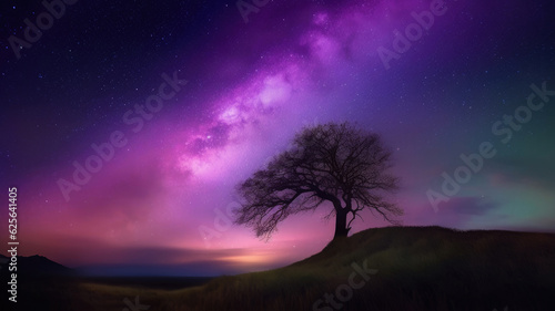 Captivating Purple Aurora Borealis over Night Sky. Generative AI