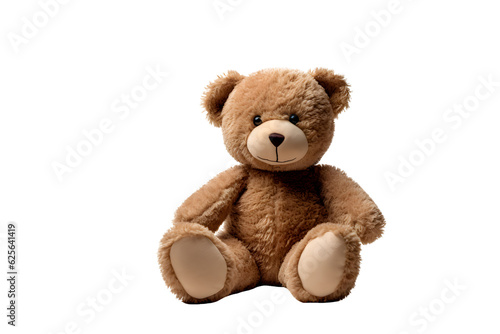 Plush brown teddy bear on a transparent background. png file. Generative AI