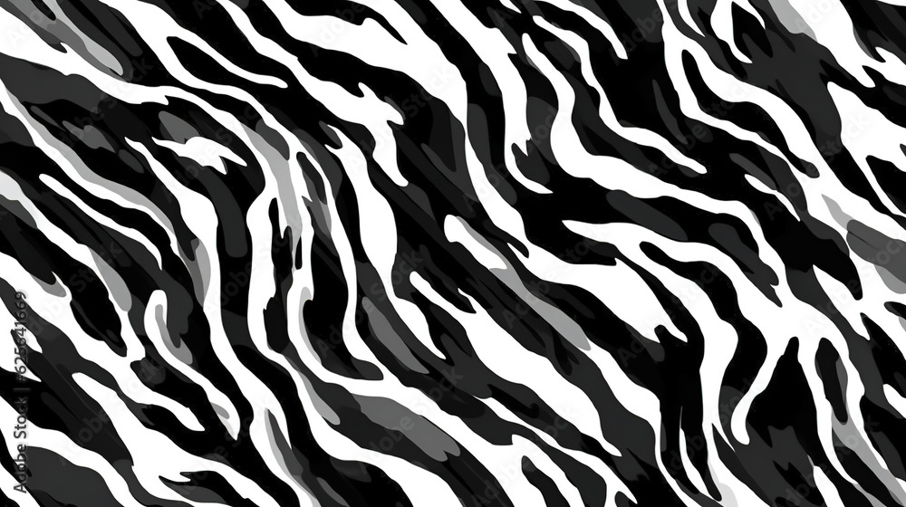 Seamless pattern with animal skin texture. Black and white. Vector background.Great for print. Generative Ai