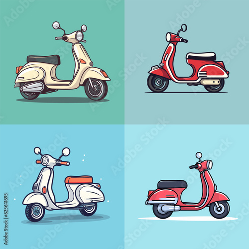 Scooter cartoon icon logo illustration motorcycle vehicle icon mascot cartoon kawaii drawing art