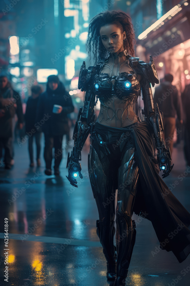 Sci-Fi Fantasy Girl at night in the city Sci-Fi Fantasy Girl at night in the city
